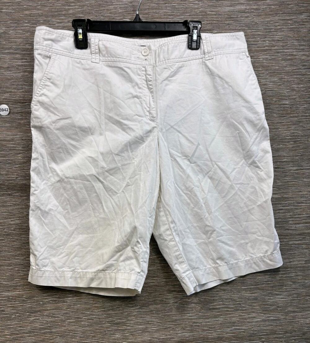 Talbots Bermuda Shorts Womens Size 18 White High-Rise Denim Stretch